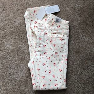 H&M Slim Fit Cropped Leg Flower Print Jeans